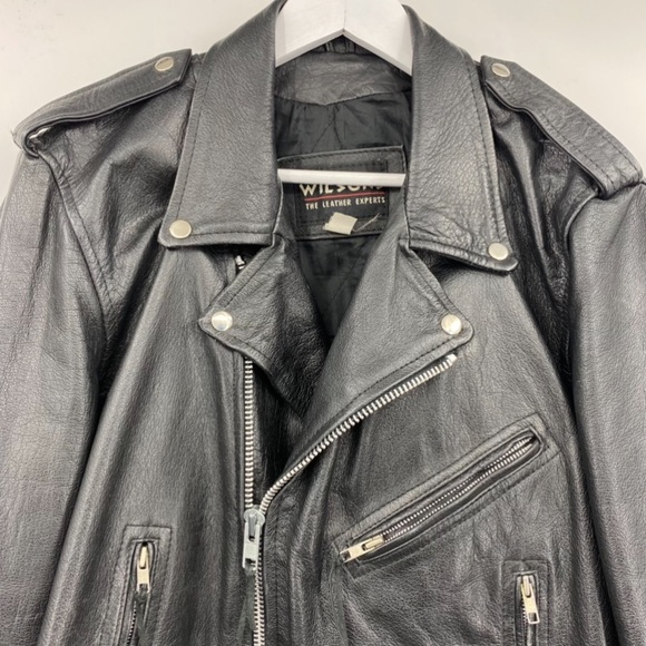 Vintage Wilsons Leather Motorcycle Biker Jacket M - Picture 5 of 8